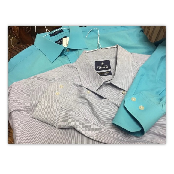Stafford,men,shirts(2),blue,formal, $15each,Sz17.: - Picture 3 of 8